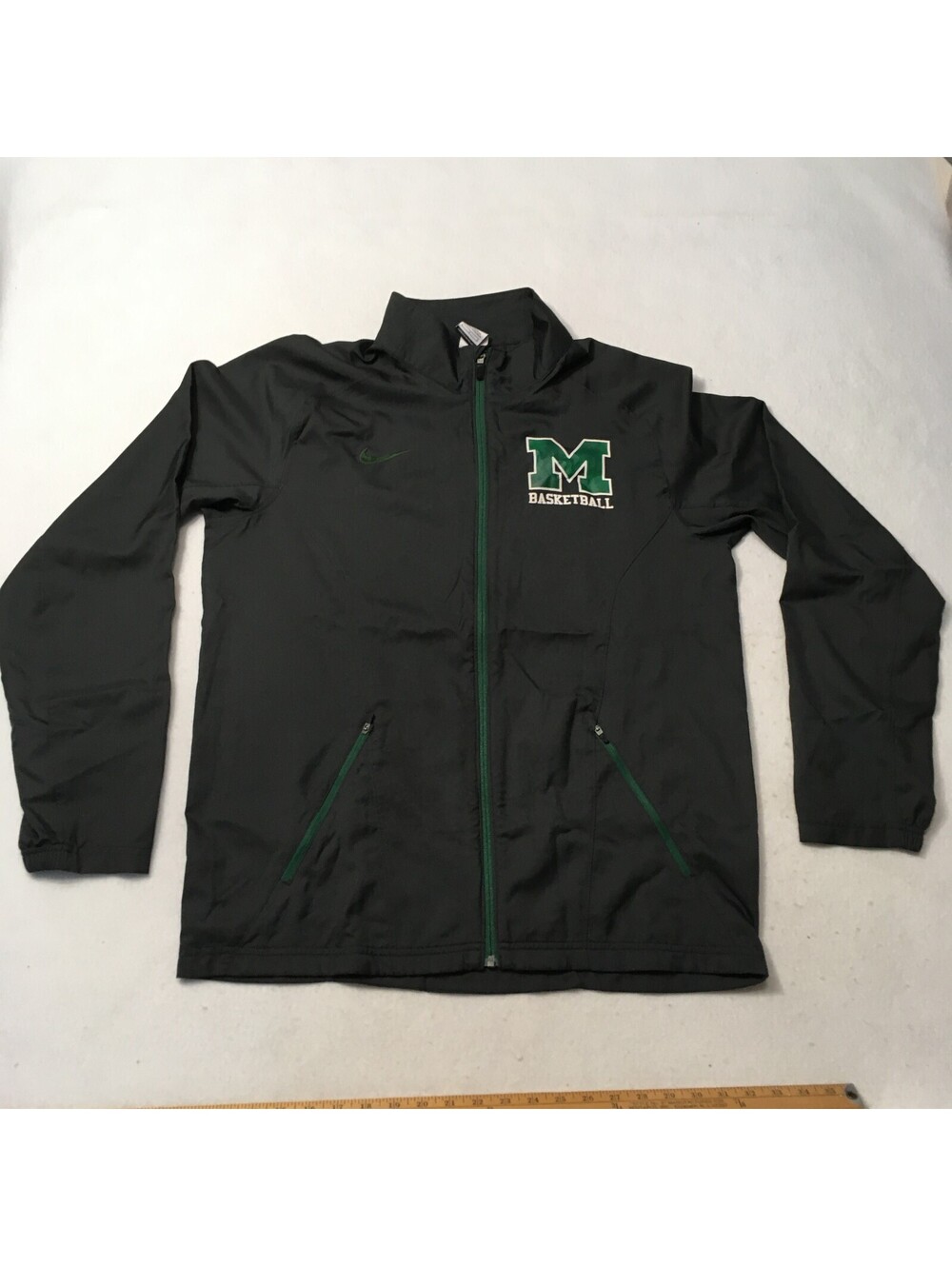 Michigan State Spartans Jacket Mens LARGE Green Windbreaker BASKETBALL UNIVERSIT